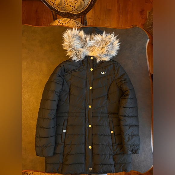 Hollister Jackets & Blazers - Hollister Women’s Sherpa Lined Puffer Parka Jacket Fur Hooded Coat; Size Large